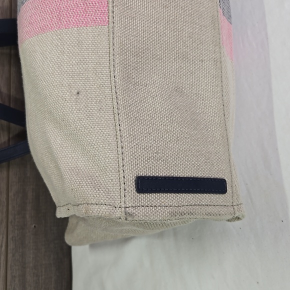 Kate Spade Striped Canvas Leather Tote Shoulder Bag - Picture 8 of 13